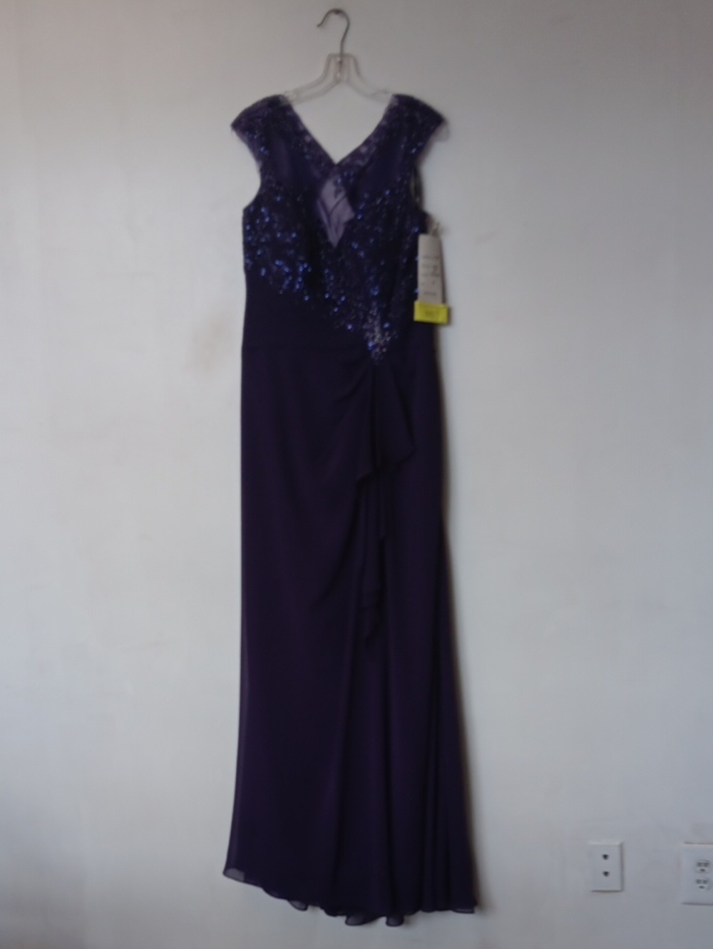 Vintage Elegant Purple Sequin V-Neck Maxi Dress